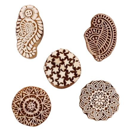 Set of 5 Piece New Mix Wooden Printing Blocks